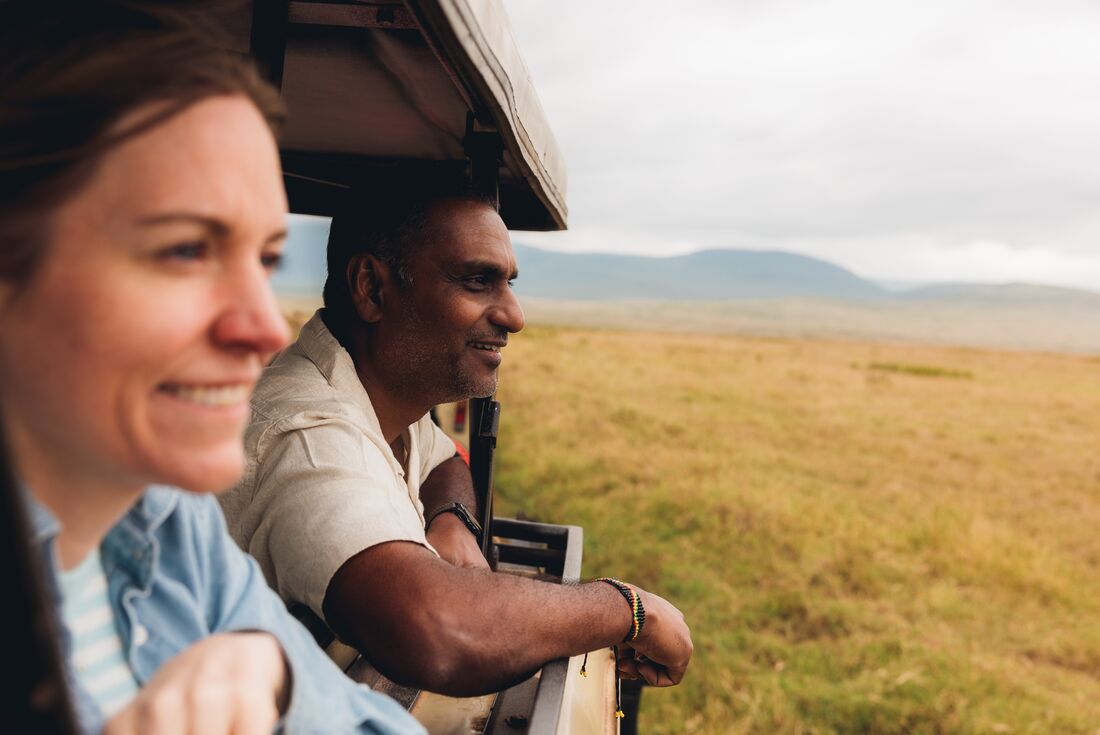Looking out across Ngorongoro Crater on safari