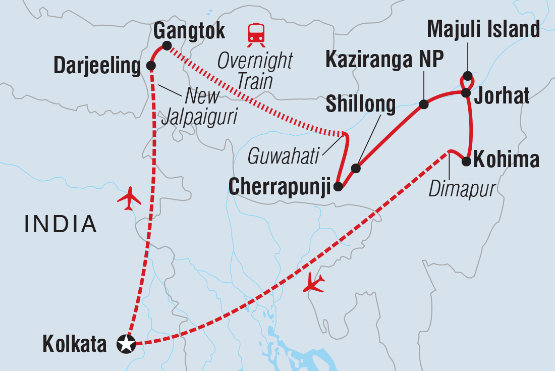 Map of India Expedition: Sikkim, Assam & Nagaland including India