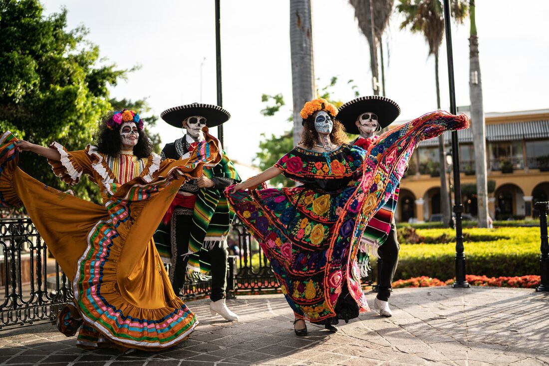 Traditional costumes for the Day of the Dead in Mexico City