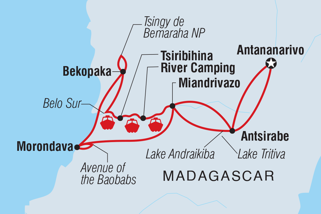 Map of Madagascar Baobabs & Beyond including Madagascar
