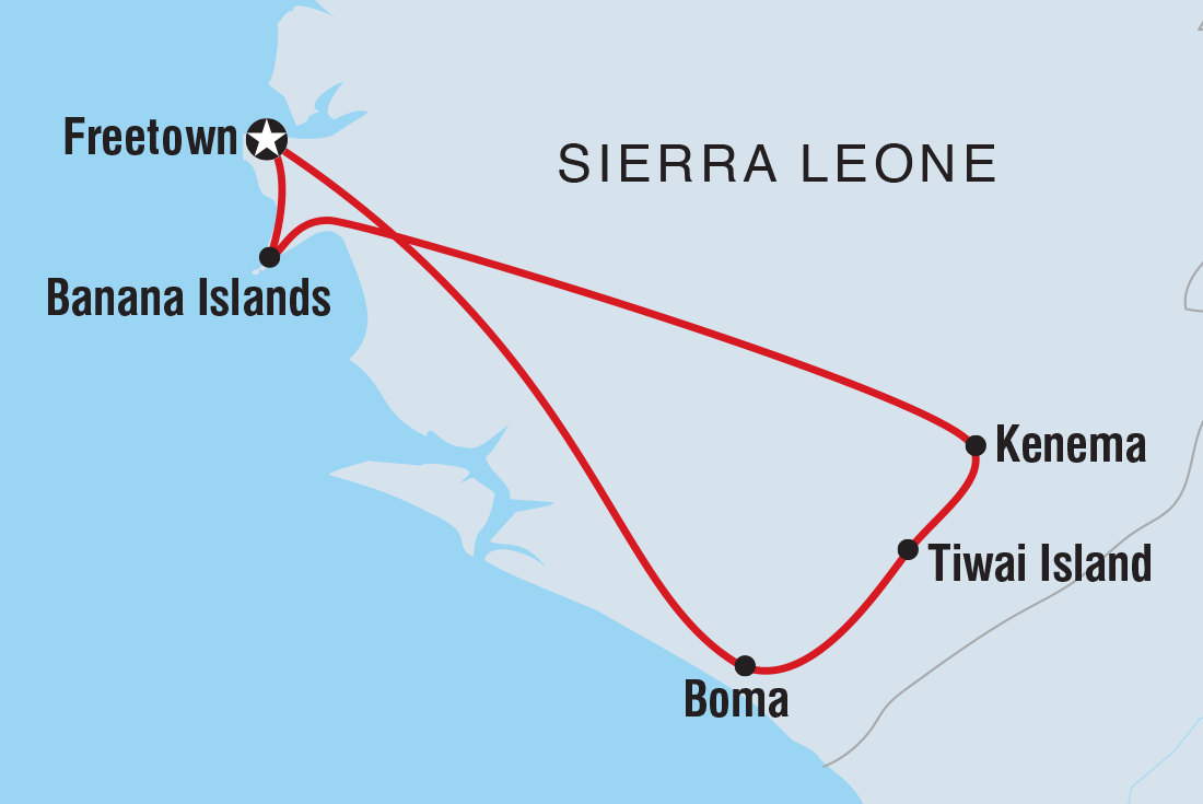Map of Sierra Leone Adventure: History, Culture & Nature including Sierra Leone