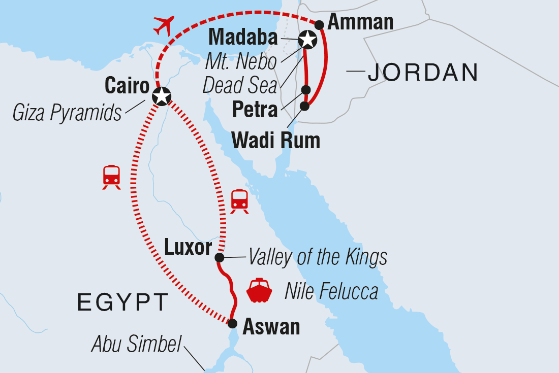 Map of 18 To 35S Real Egypt & Jordan including Egypt and Jordan