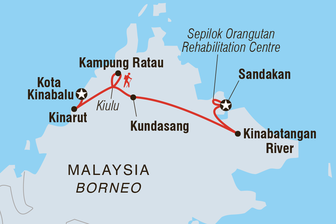 Map of 18 To 35S Real Borneo including Malaysia