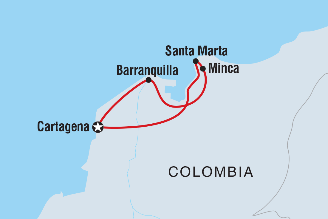 Map of 18 To 35S One Week In Colombia including Colombia