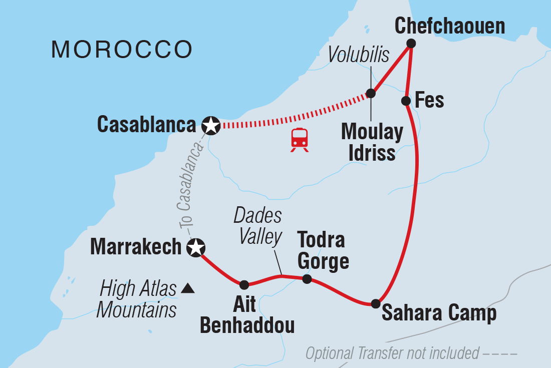 Map of 18 To 35S Essential Morocco including Morocco