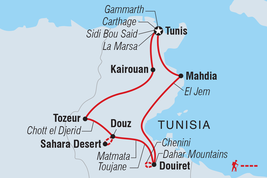 Map of Tunisia Explorer including Tunisia