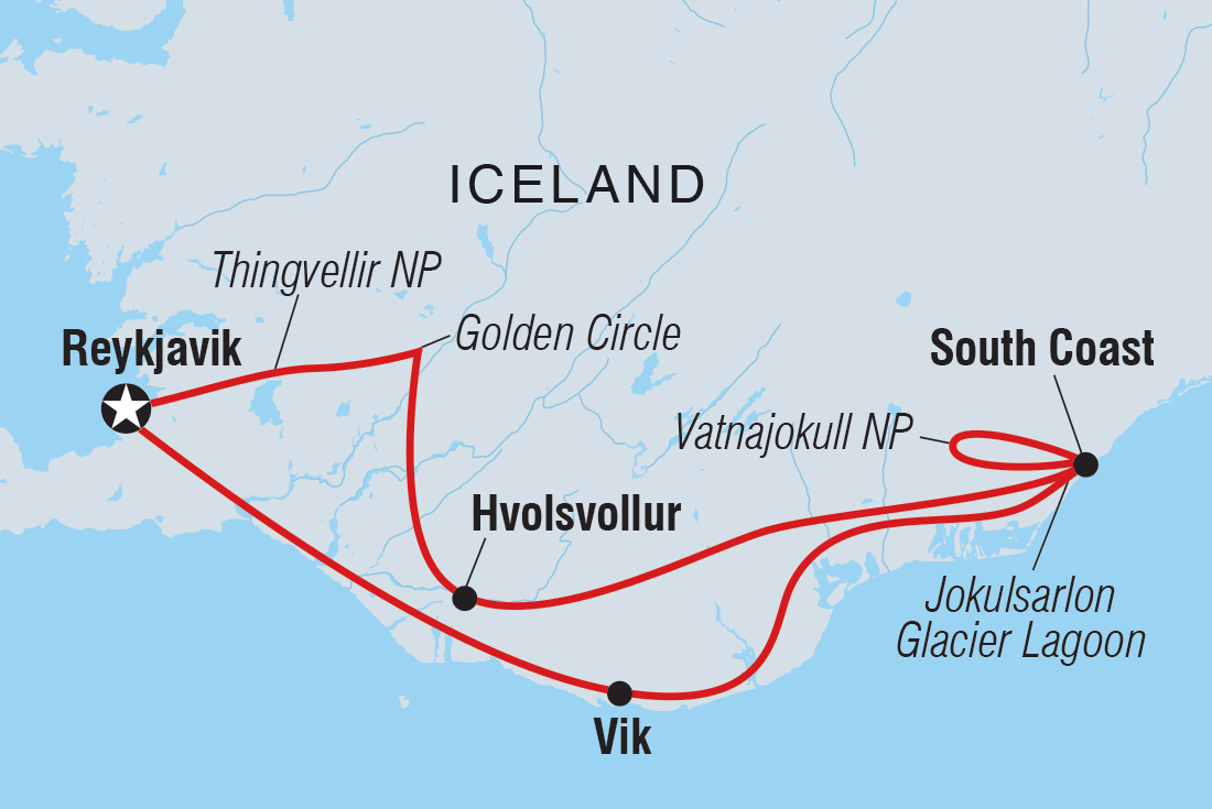 Map of 18 To 35S Six Days In Iceland including Iceland