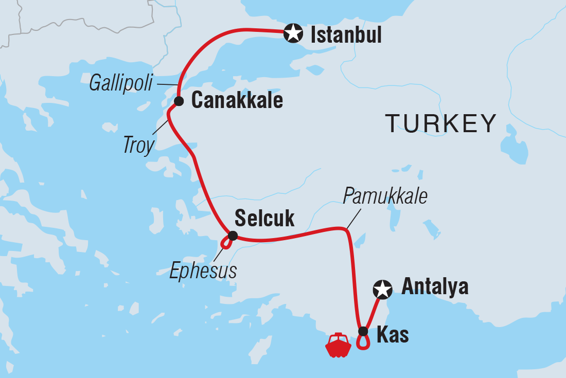 Map of Western Turkey Family Holiday including Turkey