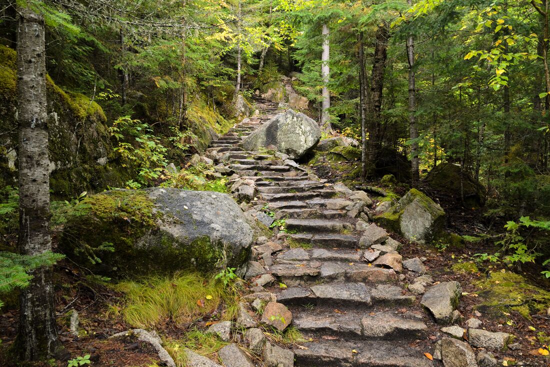 Stone stairway in Saguenay Fjord National Park, Canada