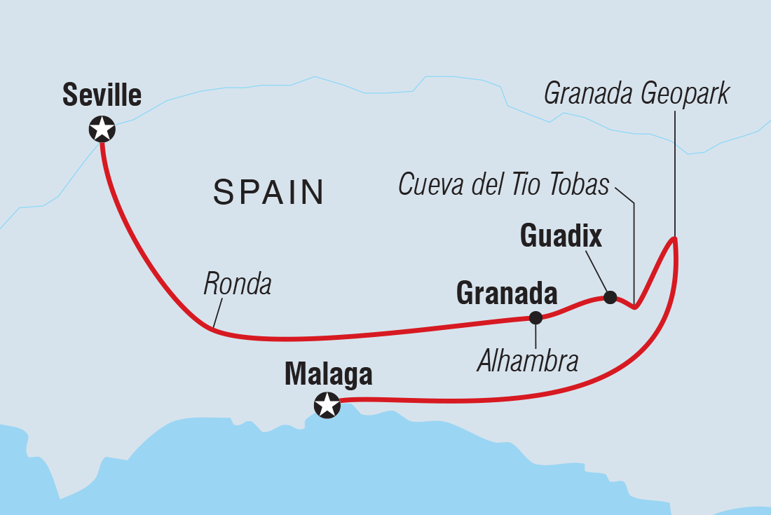 Map of Highlights Of Andalusia including Spain