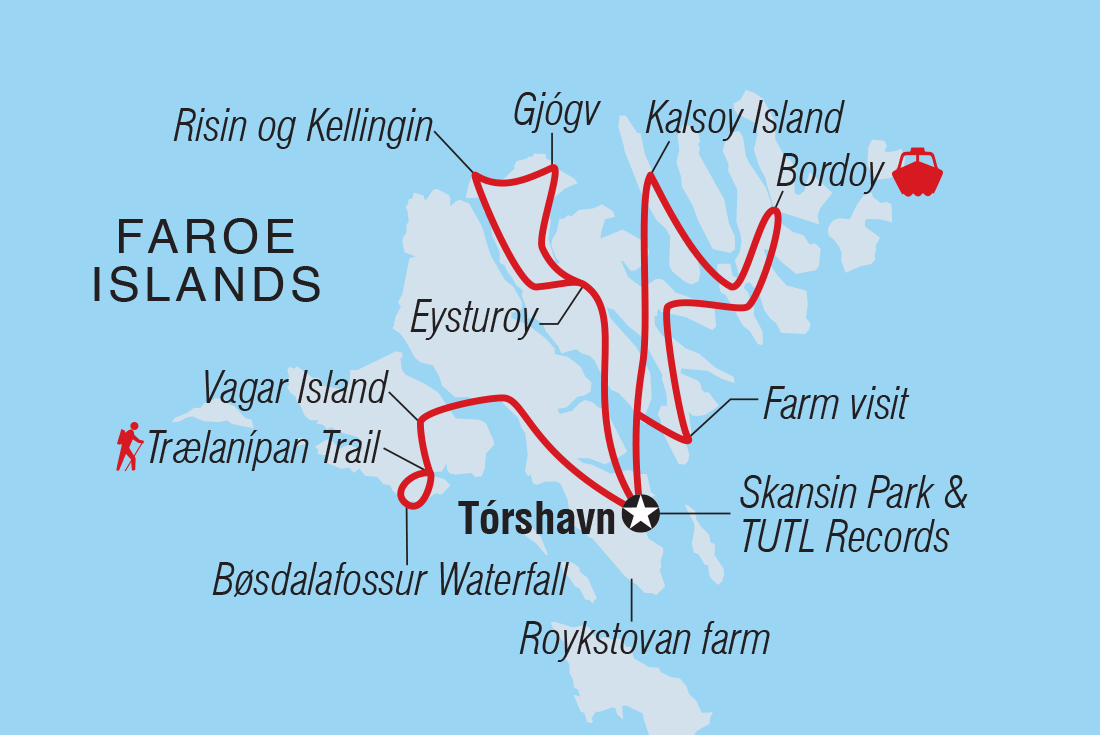 Map of Explore Faroe Islands including Faroe Islands