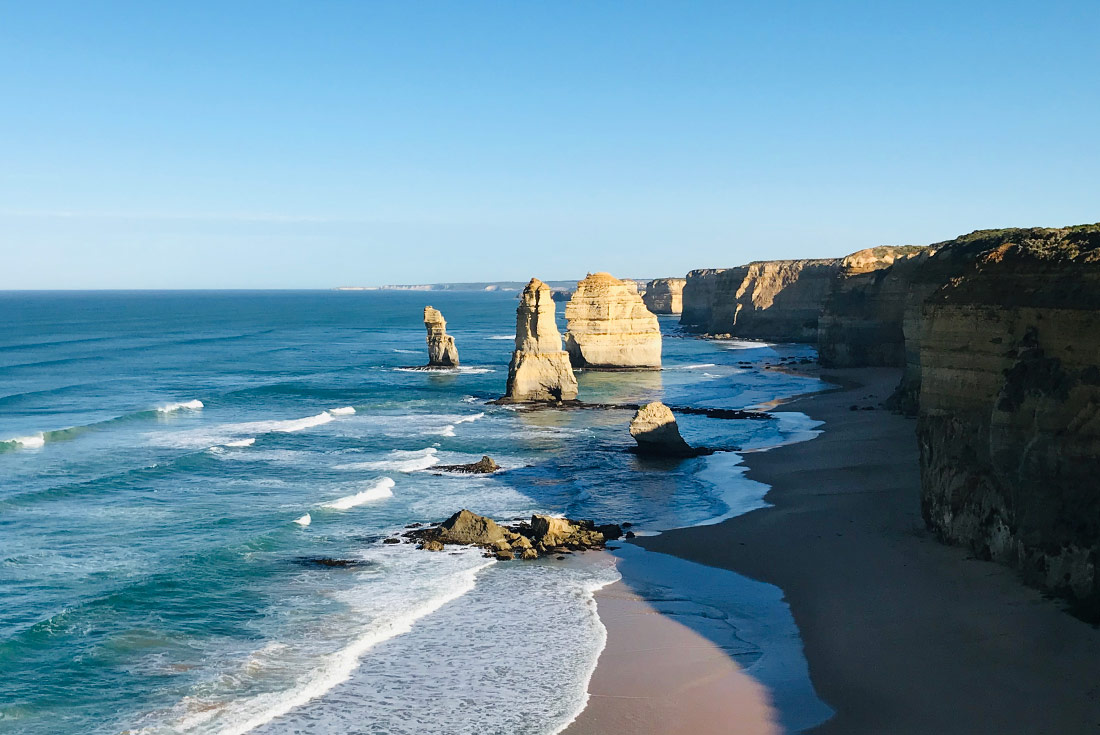 View of the Twelve Apostles rock formations, Great Ocean Road