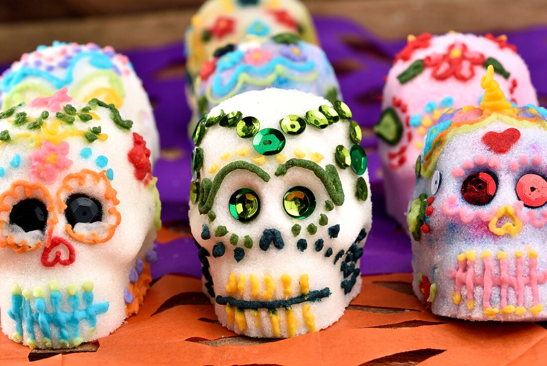 Handcrafted sugar skulls for Dia de Los Muertos