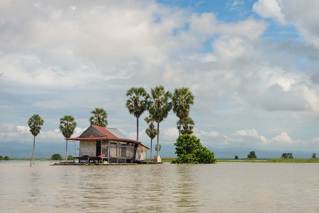 Floating house in Lake Tempe in Sulawesi, Indonesia 
