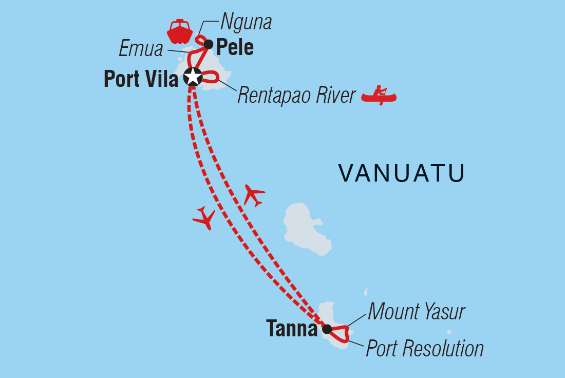 Map of Vanuatu Adventure including Vanuatu