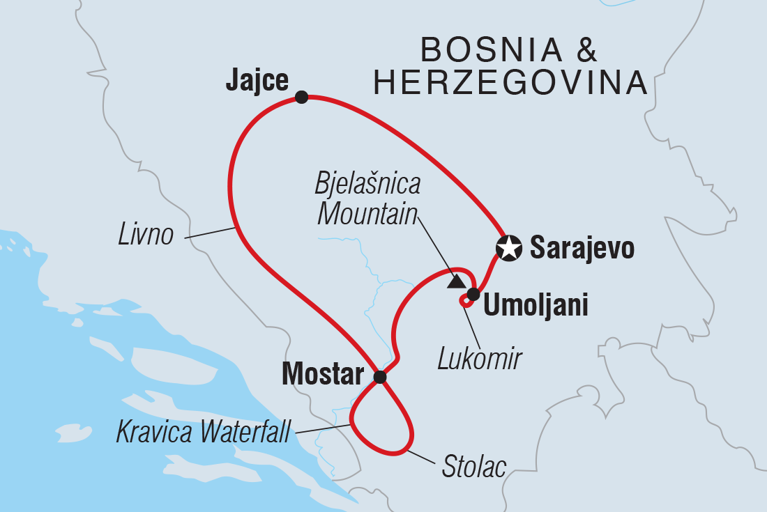 Map of Bosnia & Herzegovina Adventure including Bosnia And Herzegovina
