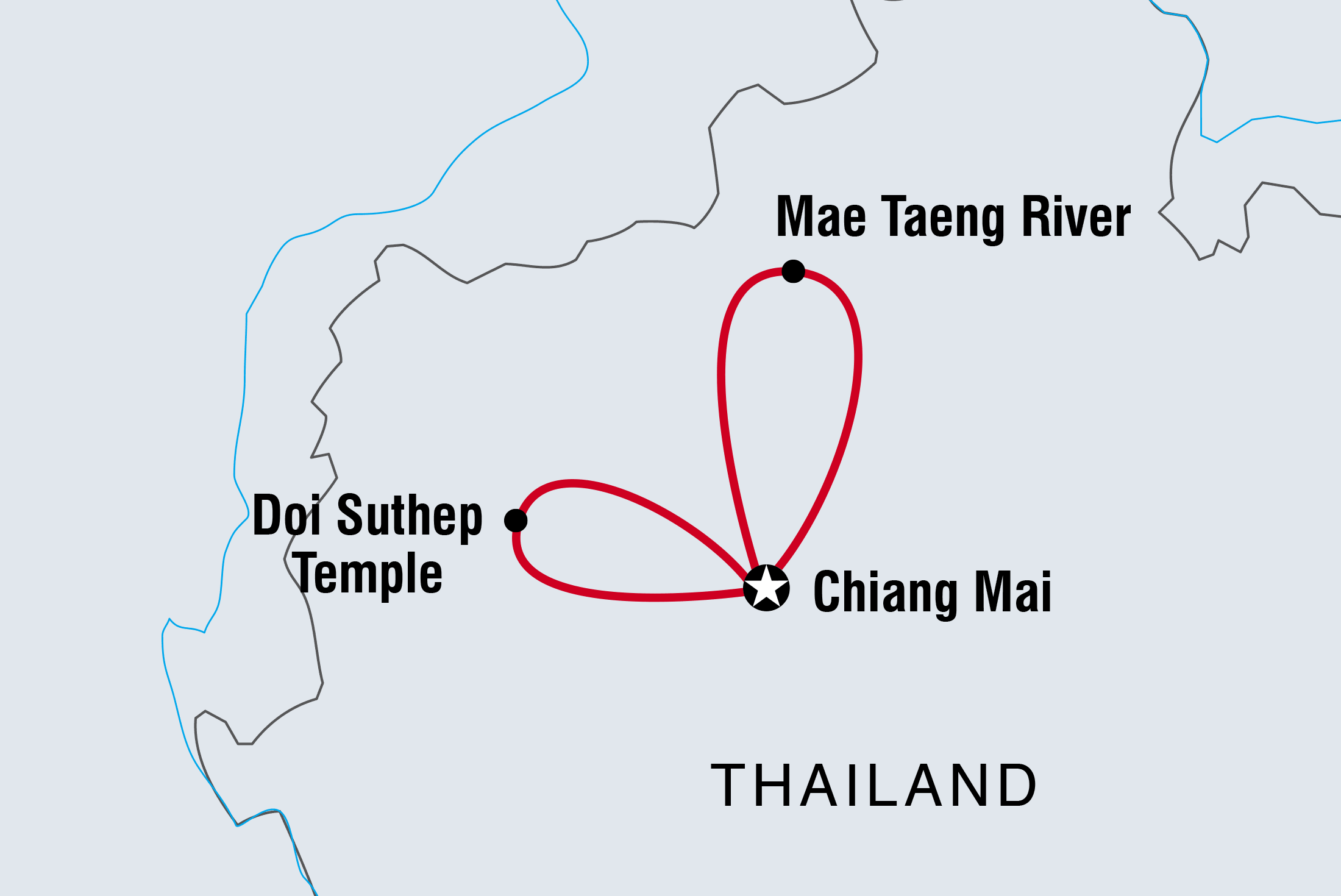 Map of Chiang Mai Independent Short Break including Thailand