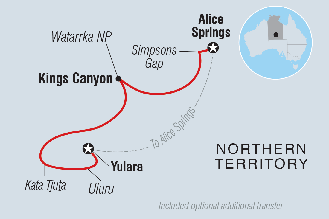 Map of Uluru & Kings Canyon Adventure including Australia
