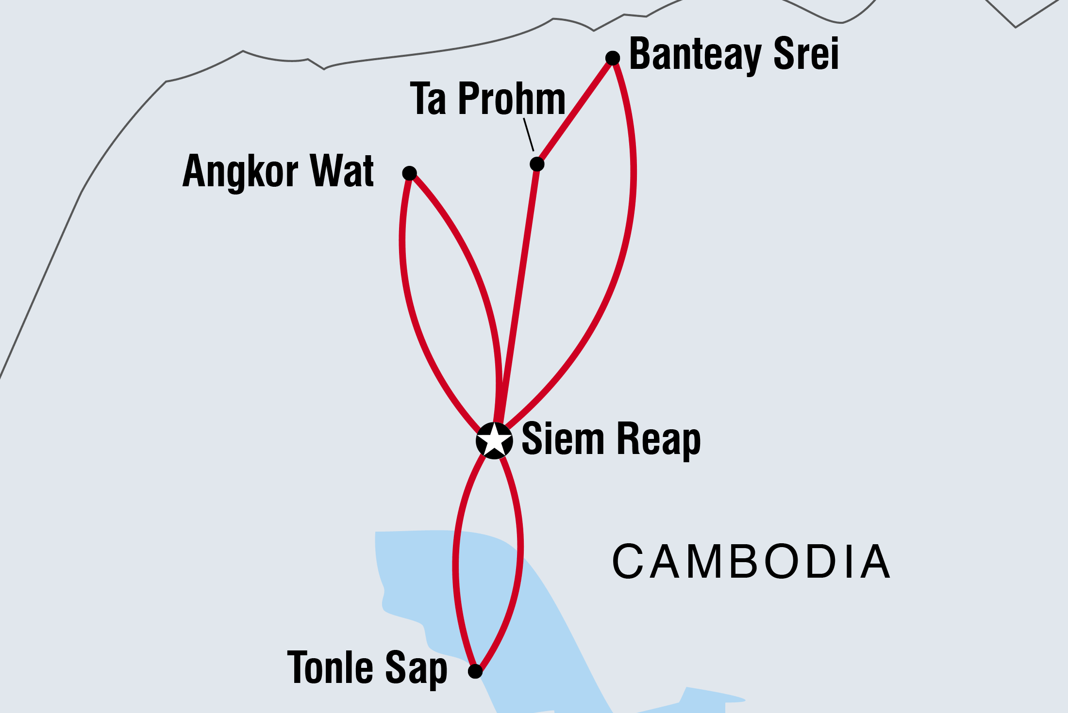 Map of Siem Reap & Angkor Wat Independent Short Break including Cambodia