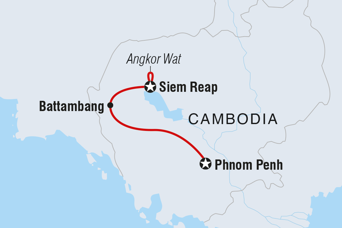 Map of Cambodia Family Holiday including Cambodia