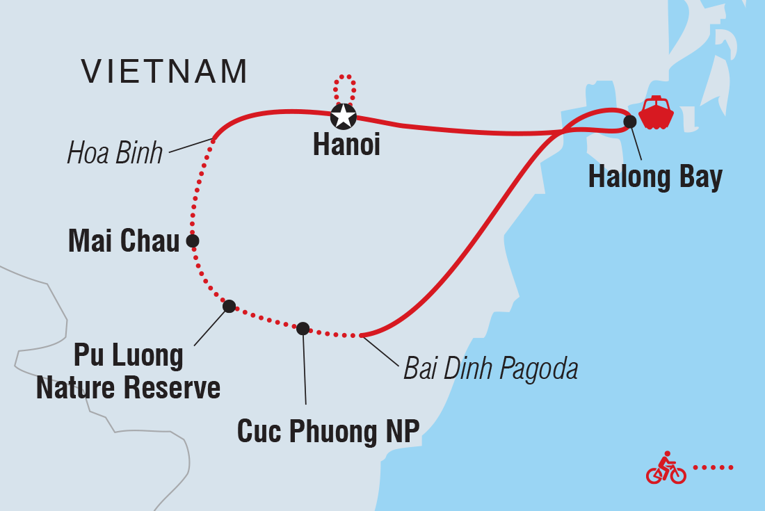 Map of Cycle Northern Vietnam including Vietnam