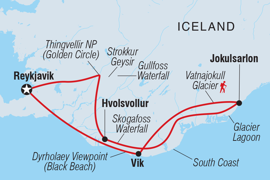 Map of Northern Lights Escape including Iceland