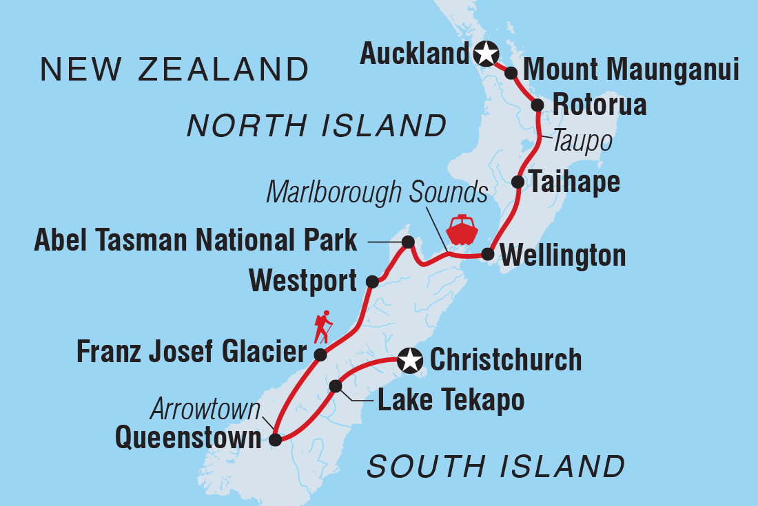 Map of 18 To 35S Epic New Zealand including New Zealand