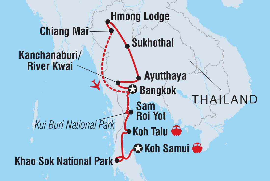 Map of Classic Thailand: Bangkok To Koh Samui including Thailand