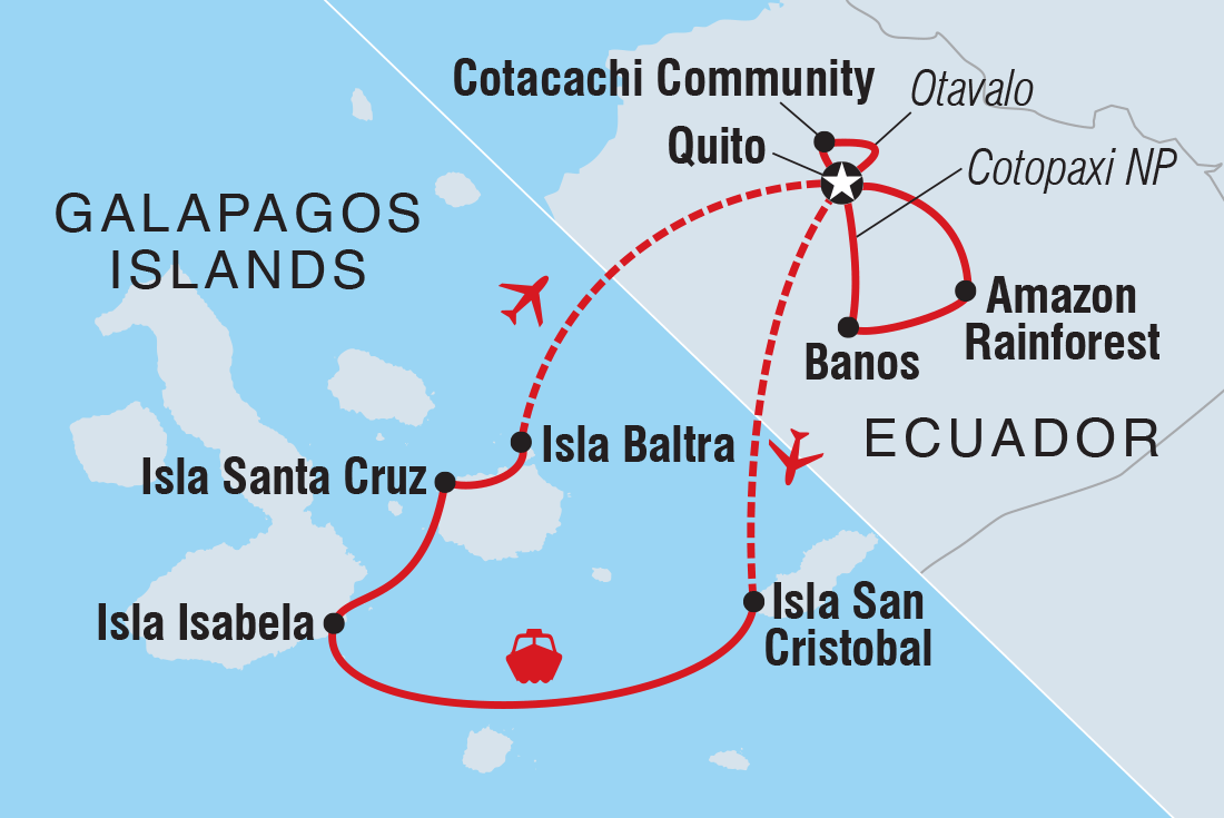 Map of Ecuador Highlands & Galapagos including Ecuador