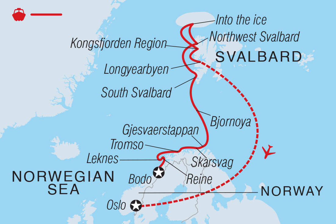 Map of Norway's Wild North: Lofoten To Svalbard (Ocean Albatros) including Norway