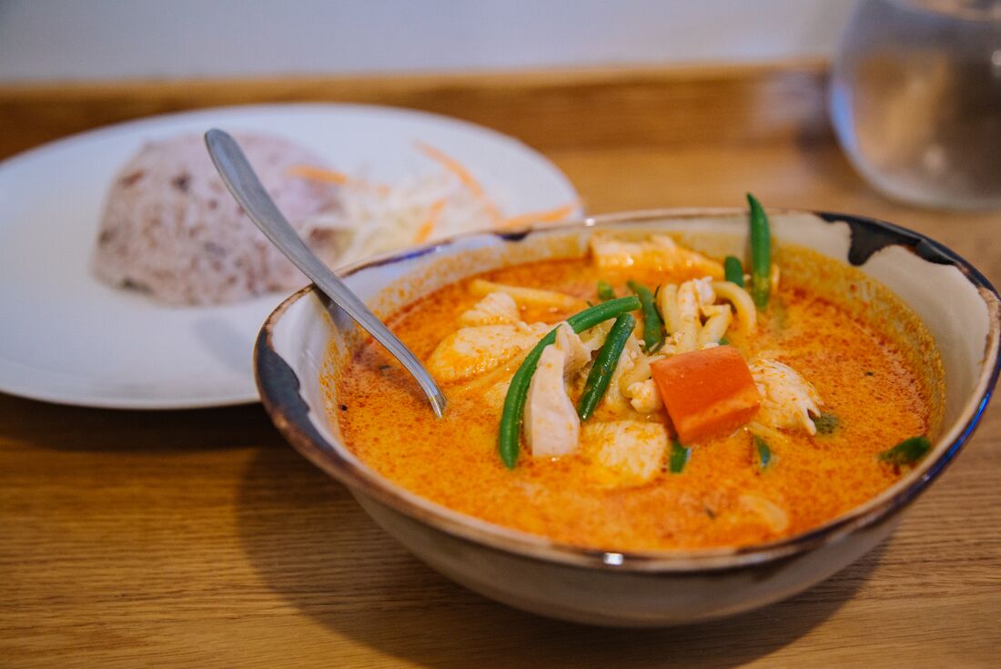 A bowl of rich soup served during an Intrepid trip in Iceland