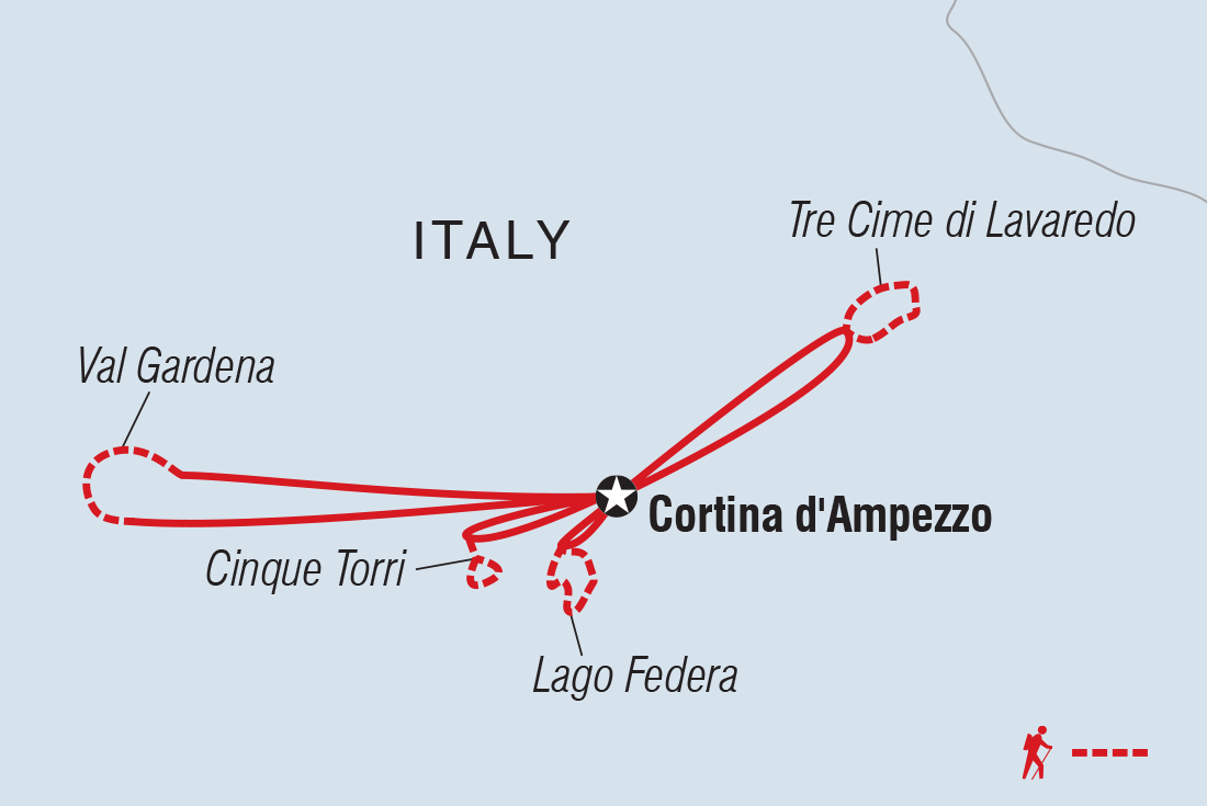 Map of Premium Walking & Hiking In The Italian Dolomites including Italy