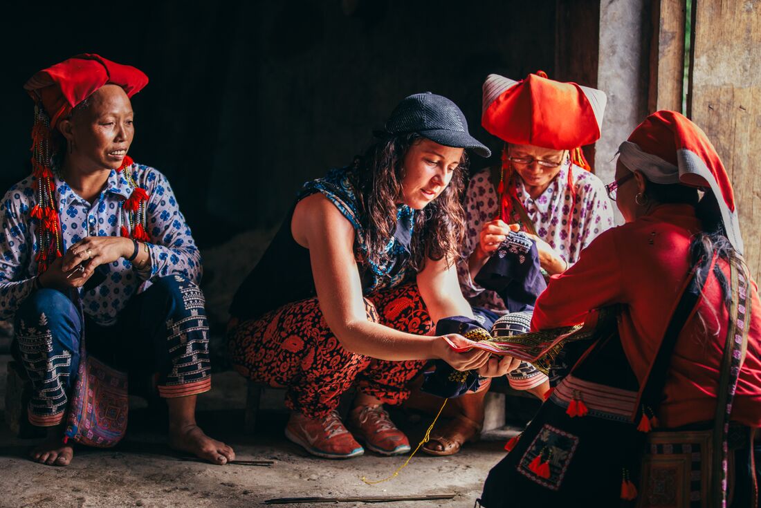 Intrepid traveller learning from locals in northern Vietnam