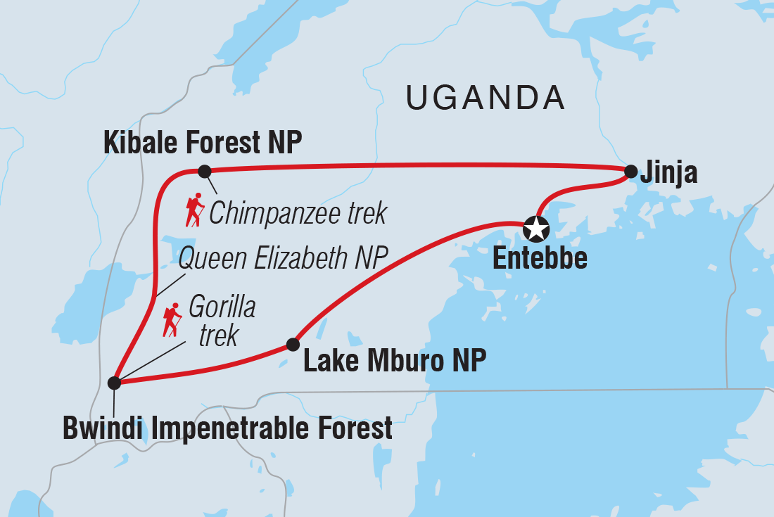 Map of 18 To 35S Essential Uganda: Gorillas And Chimps including Uganda