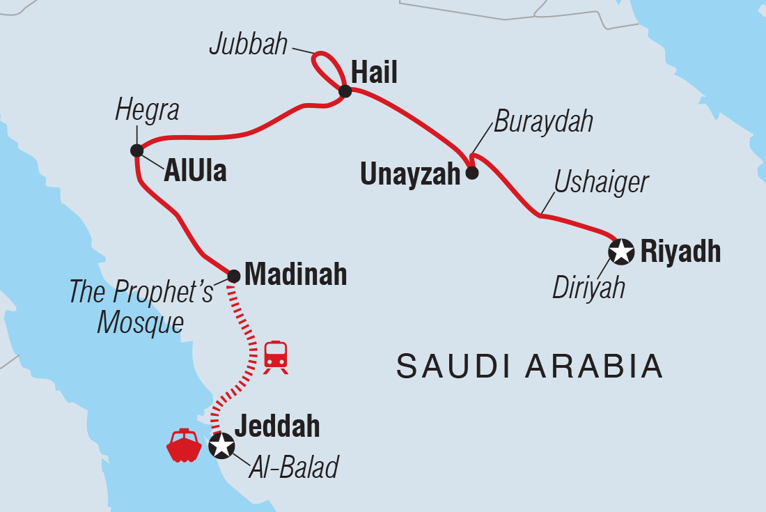 Map of Saudi Arabia: Women's Expedition including Saudi Arabia