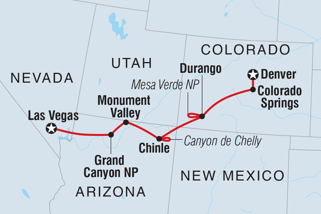 Map of Southwest USA Canyons & Cultures including United States Of America