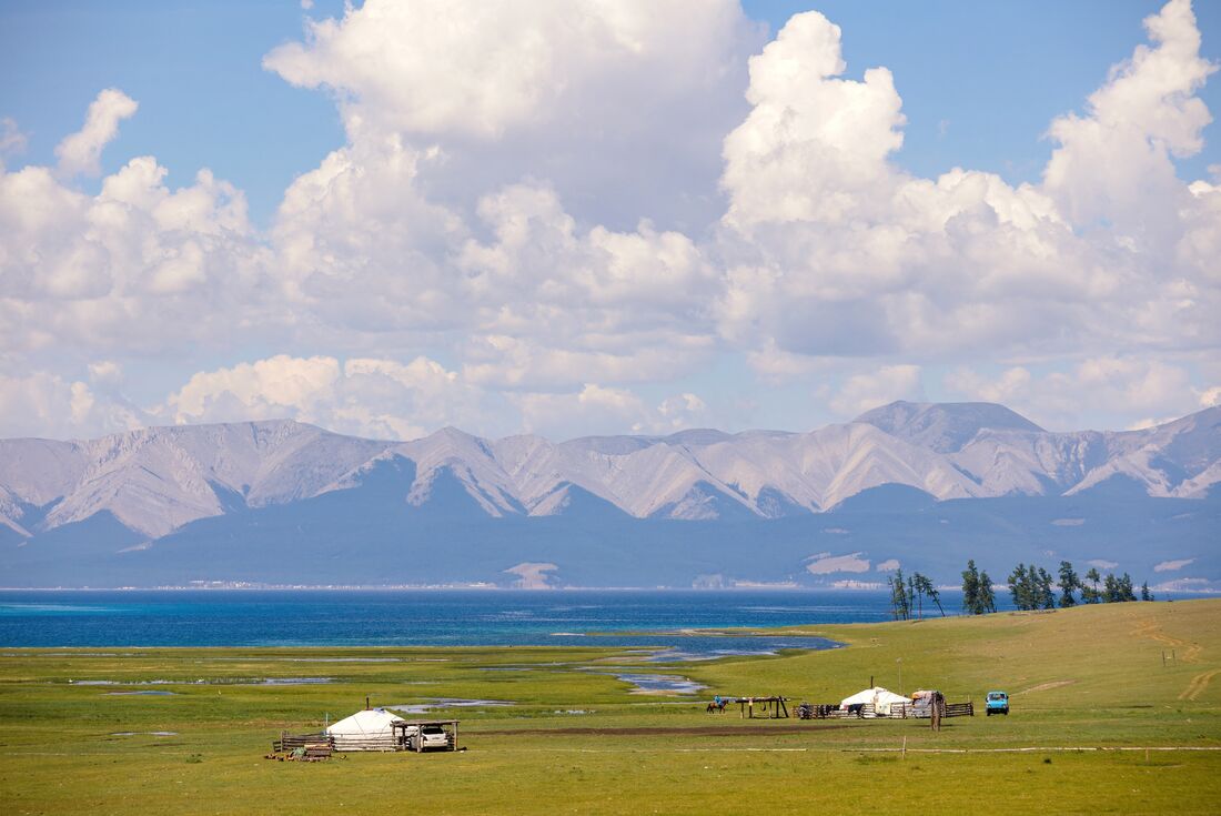 Ger camp on the edge of Khuvsgul Lake in Mongolia