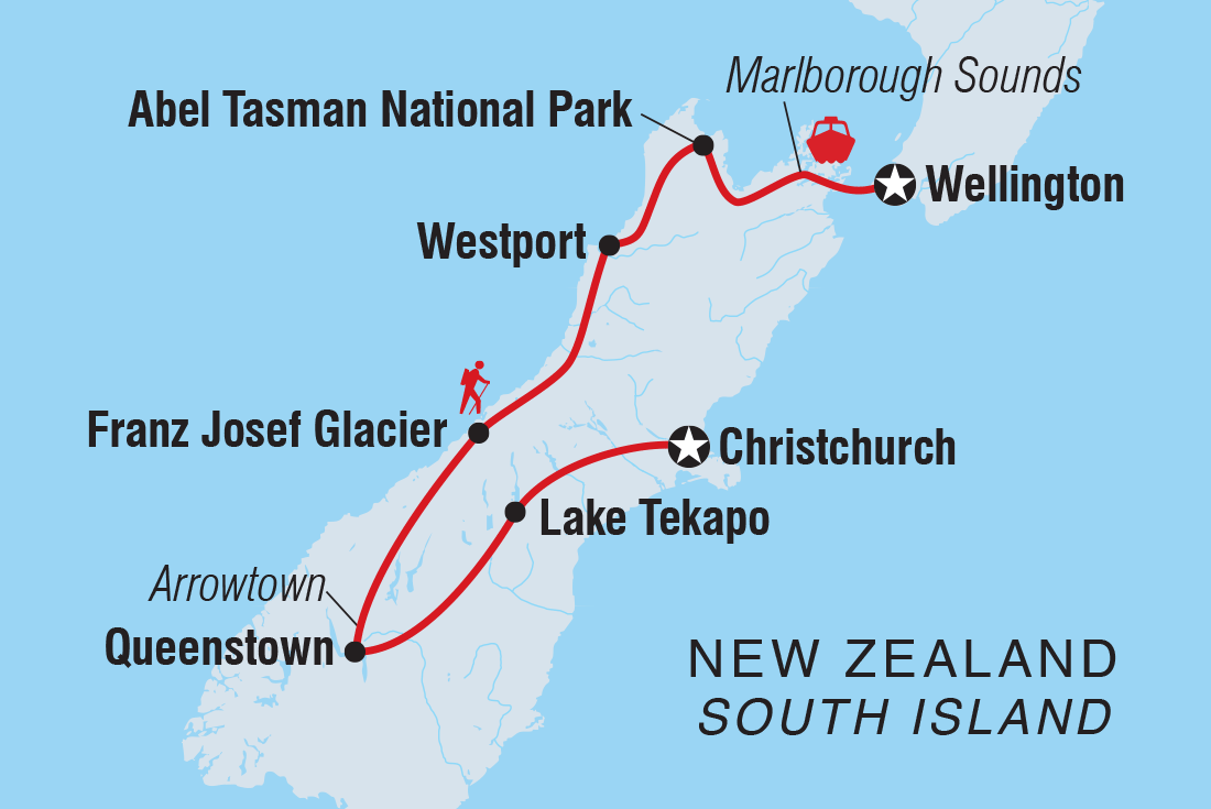Map of 18 To 35S Essential New Zealand: South Island including New Zealand