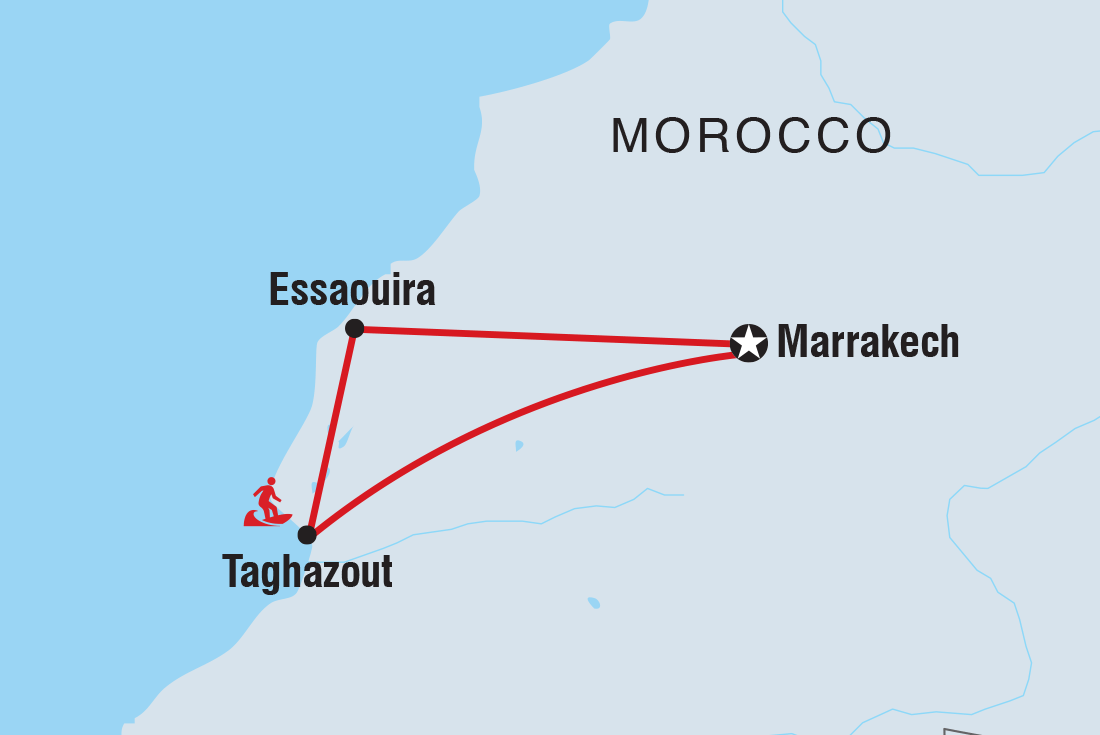 Map of 18 To 35S Five Days In Morocco including Morocco